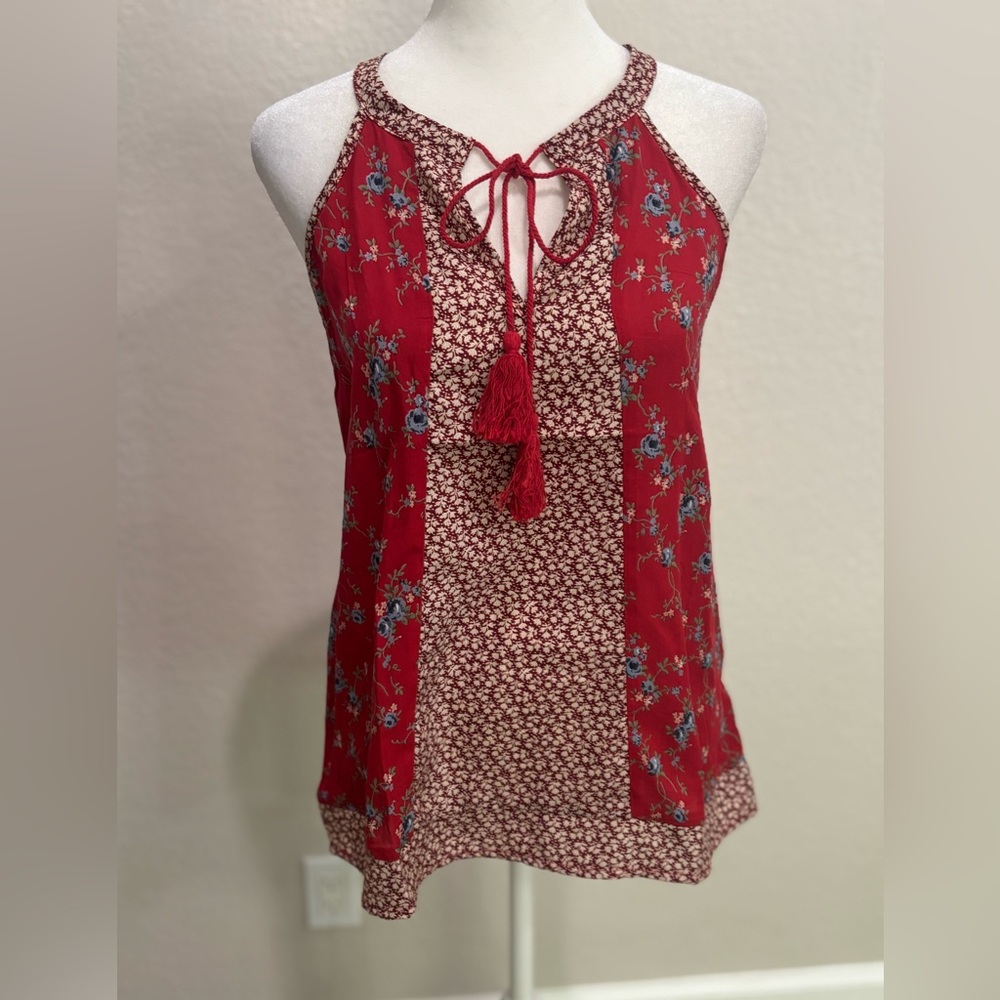 Floral Red Sleeveless Women's Top